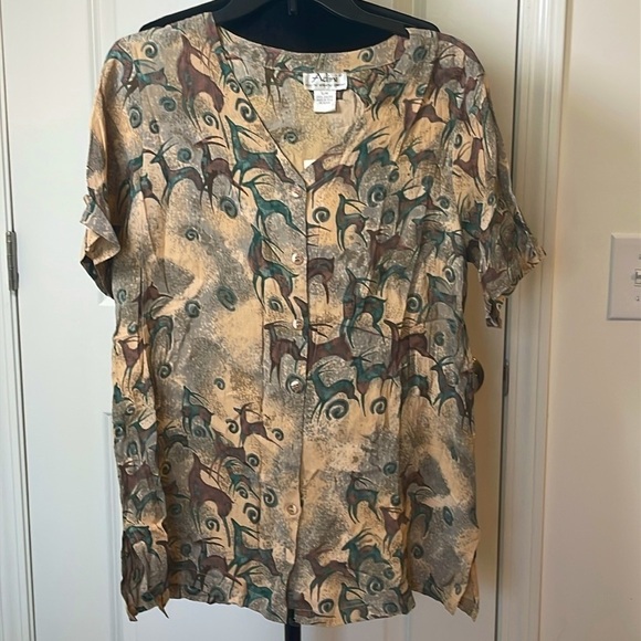 Adini Tops - NWT Vintage Adini Button Down Sheer Safari Shirt Size S/M NWT